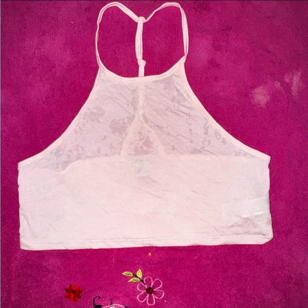 Sheer Pink Halter Crop Top forever 21 workout tank size medium